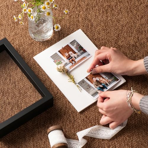 6x8 Small Shadow Box Frame with Ultra-Clear Glass & Soft Linen Back - color: Black+high Definition Panel + Shatter-proof Packaging, size: 6x8