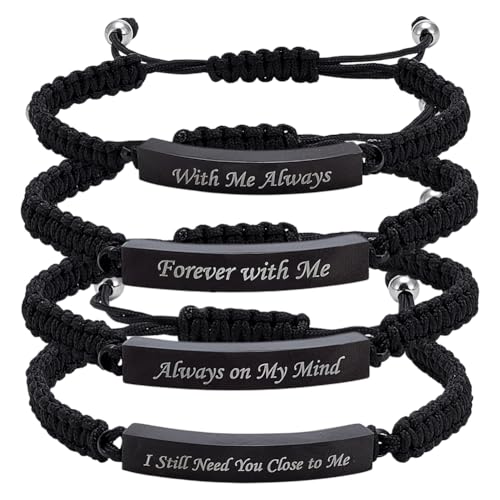 UNICRAFTALE 4Pcs 4 Styles Adjustable 2.86-3.15 In Ashes Bracelet Bangle Stainless Steel Bracelet Pet Memorial Jewelry Handmade Braided Rope Urn Keepsake for Ashes Storage Gift for Pet Loss Remembrance