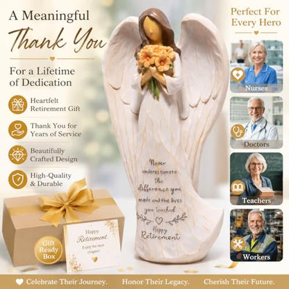 Hodao Retirement Gift Angel Figurine for Woman | Inspirational Sentiment, Hand-Painted Resin, Retirement Keepsake for Coworker, Teacher, Nurse, Friend - style: Retirement Gifts