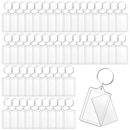 Cositina 50 Pack Acrylic Photo Frame Keychain Clear Photo Insert Blank Keychain Rectangle Picture Frame Keyring Holder for Men Women DIY Projects