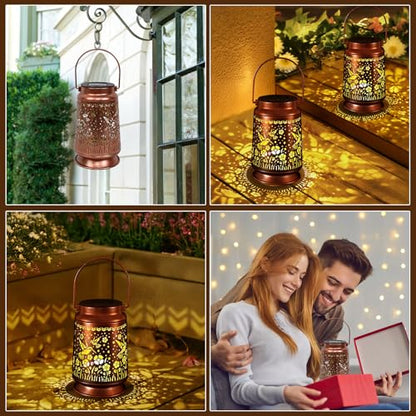 Solar Lanterns Outdoor Waterproof Gifts for Women Grandma Gifts | HanGing Solar Lantern for Mom Hummingbird Garden Decor Solar Hanging Lantern Metal for Patio Yard Festival Pathway Landscape - style: Hummingbird