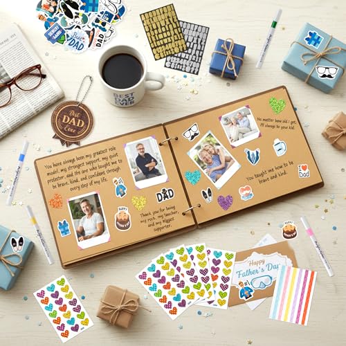 CY2SIDE Best Dad Ever Album Scrapbook - Father’s Day Wooden Scrapbook Craft Kit, DIY Photo Memories Book with 30 Pages Birthday Gift for Father’s Day, DIY Handmade Scrapbook Gift for Dad Grandpa - style: Best Dad Ever