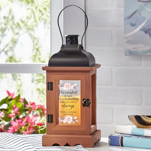 Let's Make Memories Personalized Memorial Lantern - Sympathy - Condolences - in Memory - LED Candle - Automatic Timer - Wood/Metal - Comfort & Light - style: Comfort & Light