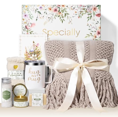 Self Care Get Well Soon Gift Baskets for Women Birthday Gifts Care Package - color: Khaki