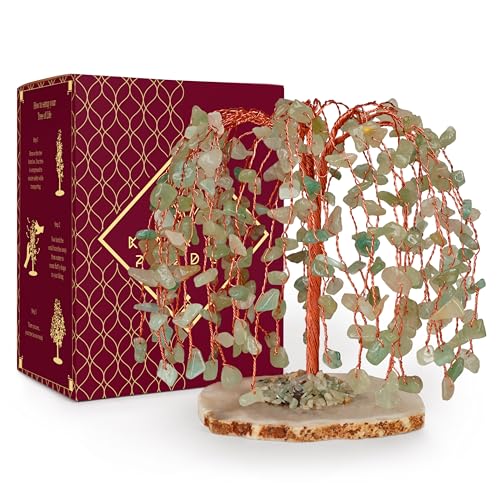 KARMAPLEDGE Chakra Tree of Life Birthday Gifts for Women, Home and Office Decor, Handmade Green Aventurine Crystal Tree for Money, Positivity, Reiki Healing, Spiritual Good Luck Gifts for Mom & Dad - color: 11 Green Aventurine Khajuri Tree 200 Beads