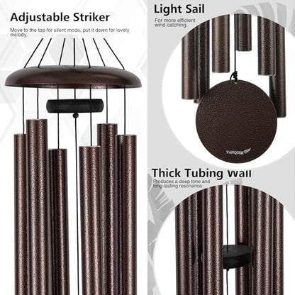 Vanquer Large Wind Chimes for Outside Deep Tone - 48'' Wind Chimes Outdoor Clearance, Deep Tone, Memorial, Sympathy Gift, Garden Patio, Home Décor, Bronze - size: 48" Bronze
