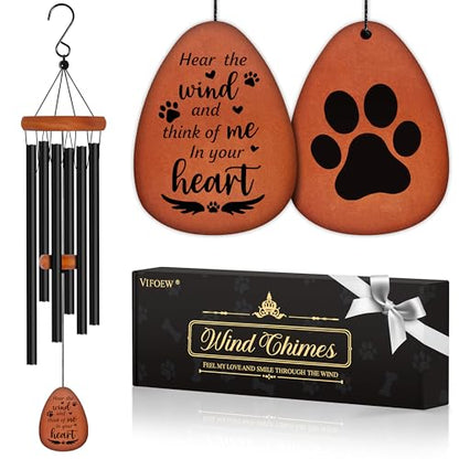 Dog Memorial Gifts for Loss of Dog, 28" Pet Memorial Gift Wind Chime, Black - color: Black