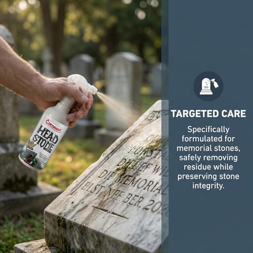 Headstone Cleaner for Graves,Highly Effective Gentle Formula for Cemetery,Gravestone & Tombstone Care,Safely Removes Dirt from Stone Surfaces 8.45 fl oz