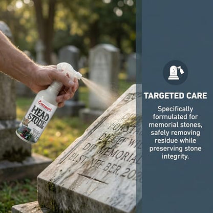 Headstone Cleaner for Graves,Highly Effective Gentle Formula for Cemetery,Gravestone & Tombstone Care,Safely Removes Dirt from Stone Surfaces 8.45 fl oz
