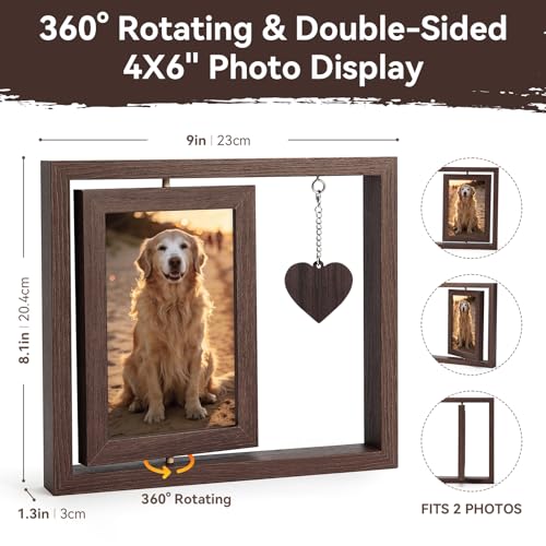 Blue Union Pet Memorial Dog Memorial Gifts for Loss of Dog - Rotating Wooden Picture Frame 4x6“ Gifts Double Sided Display - Remembrance Keepsake Loss of Dog Sympathy Gift for Dog Lovers & Cat Lovers