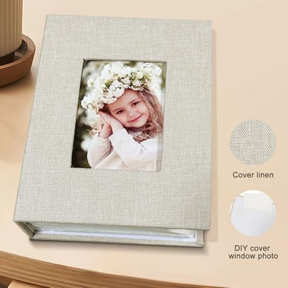 Photo Album 4x6 100 Pockets, Linen Cover Top Loader Vertical, Slip-in Picture Beige Pockets Albums for Wedding, Family, Anniversary, Baby, Vacation - color: Beige, size: 100 Pockets