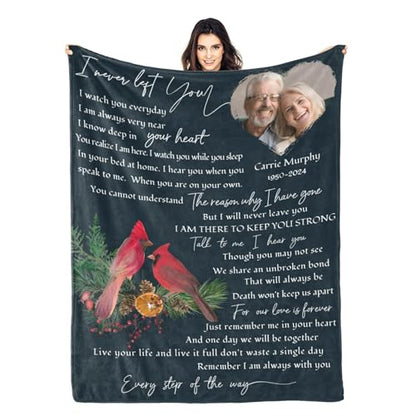 Personalized Memorial Blankets with Photos, in Memory of Loved One Gifts, Sympathy Bereavement Cardinal Blanket for Loss of Mom Dad Grandma Husband Son Daughter - color: New Arrivals-2