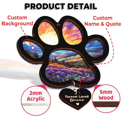 Personalized Dog Memorial Suncatcher, Paw Suncatcher Remembrance Gift, Engraved Pet Memorial Ornament, Pet Sympathy Keychain, Loss of Animal Sympathy Card, Rainbow Bridge Dog Loss Gift - color: 20. Custom #20