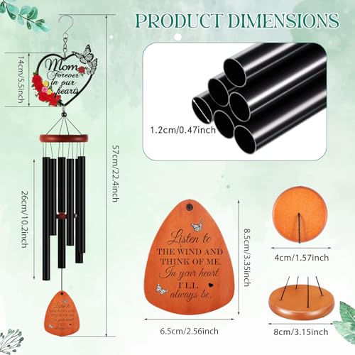 Kathfly Sympathy Wind Chimes for Loss of Loved One, 28" Memorial Wind Chimes for Outside, Bereavement Condolence Funeral Windchime Funeral Gift for Gifts for Loss of Loved One Mother Father Husband - style: Flower Mom