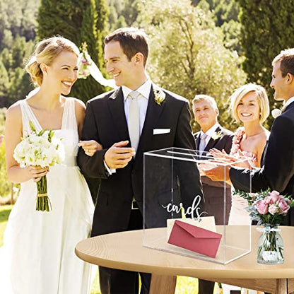 Hooqict Clear Acrylic Wedding Card Box with Slot Large Blank Gift Card Boxes for Reception, Party, Wishing Well, Money Box Holder, Graduation Decorations, Baby Shower - style: Style 1
