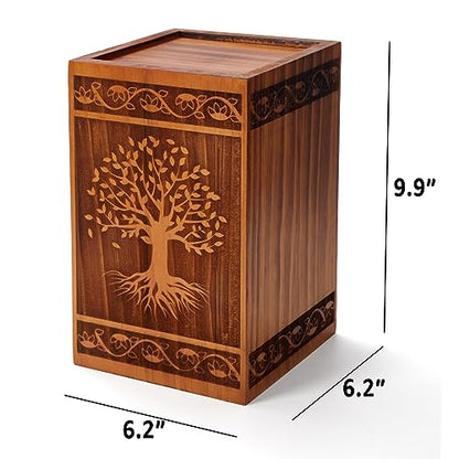 Large Wooden Cremation Urns for Human Ashes Adult Male Female - size: Large