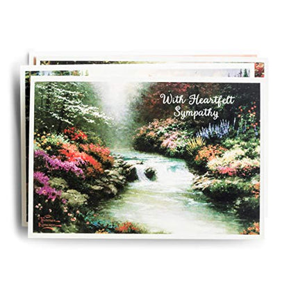 DaySpring - With Heartfelt Sympathy - Thomas Kinkade Painter of Light - 4 Design Assortment with Scripture - 12 Sympathy Boxed Cards & Envelopes, KJV