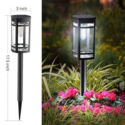 EXCMARK 12 Pack Solar Pathway Lights Outdoor Waterproof, Cool White | Edison-style bulb, Garden Pathway Walkway Driveway Lights, Yard Lawn, Decorative Landscape Lighting - style: Cool white light