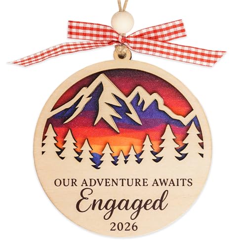 Engagement Ornament 2026, Gifts for Couples, Gifts for Newly Engaged Couples - Engagement Gift for Her, Bride to Be, Couple - Just Engaged Gift for Friends, Women - Wood Christmas Ornament 2026 - color: Engaged 2026 Ornament