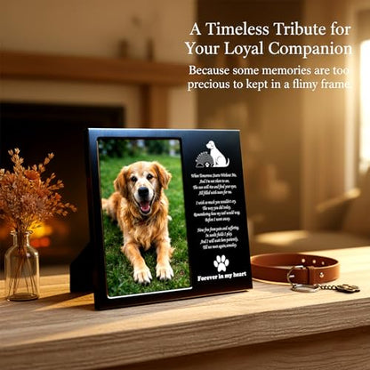 Dog Memorial Picture Frame 4x6, Dog Memorial Gift for loss of Dog (7B) | Angel Rainbow Bridge Prayer Card Included, Premium Aluminum Alloy Material, Packaged in an Elegant Plastic Gift Box - color: Black - Rainbow Bridge