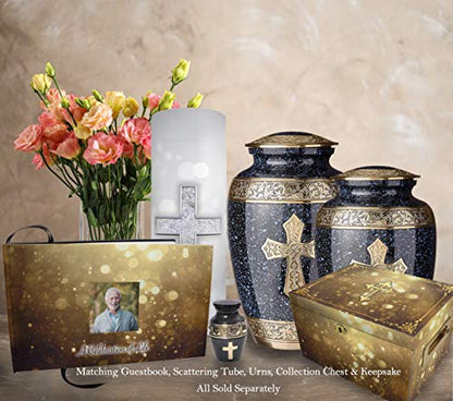 Black Cross Keepsake Urns for Human Ashes with Velvet Gift Box for Cremation Keepsakes for Ashes - Small Cremation Urn and Small Keepsake Urn Set of 4 - color: Black Cross