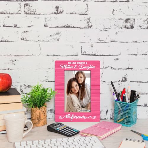 Mother Daughter Photo Frame Gift, Beautiful Mom Birthday Gifts, Christmas Gifts, The Love Between A Mother & Daughter is Forever Photo Frames, Farmhouse Wooden Picture Frame Gift A2 - color: BlueB