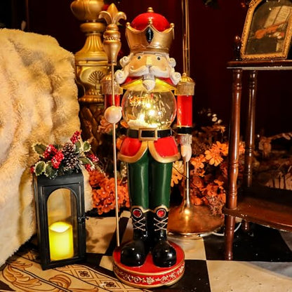 Bdor 16 Inch Black Metal Christmas Lantern with Remote LED Candle and Timer | Removable pinecone and holly greenery, flameless LED candles, remote control, 6-hour timer, tabletop or porch decor