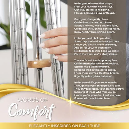 Tree of Life Memorial Wind Chimes for Loss of Loved One (32")