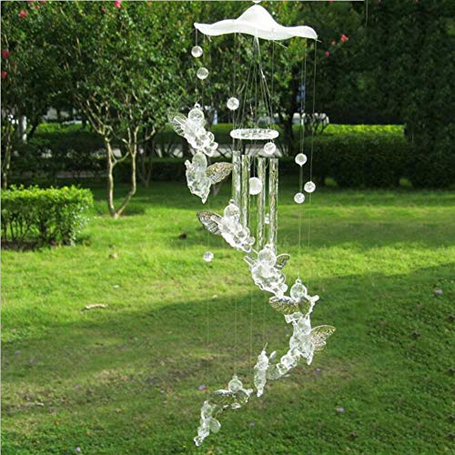 Angel Wind Chimes for Outside, with Aluminum Tubes, Guardian Angel Wind Catcher Windchimes for Home Indoor Outdoor Garden Yard Party Hanging Ornament (Silver)