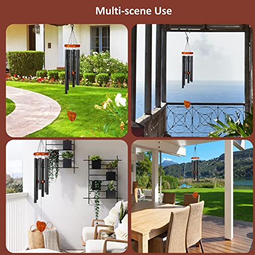 32 Inch Memorial Wind Chimes for Outside, Black Aluminium Chime - size: 32"
