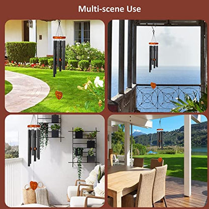 32 Inch Memorial Wind Chimes for Outside, Black Aluminium Chime - size: 32"