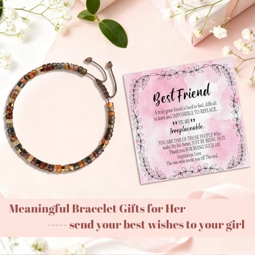 Inspirational Birthday Gifts Healing Stone Bracelets for Women Best Sister Girls - color: Friend