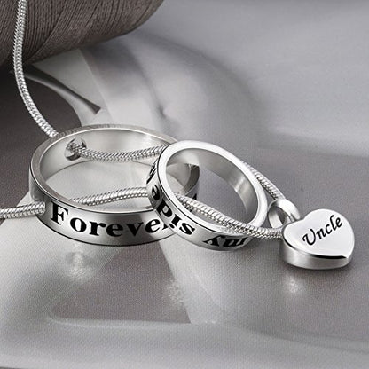 Cremation Jewelry No Longer By My Side, Forever In My Heart Carved Locket Memorial Necklace Keepsake Urn Pendant - color: Uncle