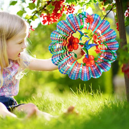 Hummingbird Wind Spinner, 12-Inch 3D Kinetic Metal Wind Spinners - color: Mandala Hummingbird
