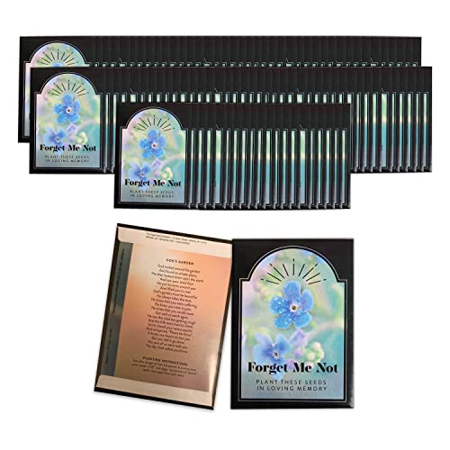 100 Pcs Funeral Favors Forget Me Not Memorial Seed Packets - 100 Individual Seed Packets - Celebration of Life - Recuerdos de Difuntos para DAR En UNA Misa - size: 100 Pack