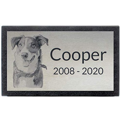 PlaqueMaker Stainless Steel and Granite Memorial Headstone - Markers for Lost Family Members, Infants, Loved Ones, Friends, Dogs, Cats, and Other Family Pets. (10 x 6 x 2) - size: 10 x 6 x 2"