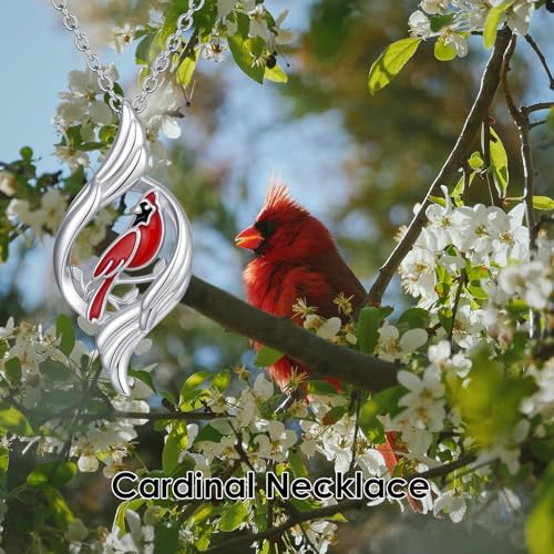 Dove/Hummingbird/Red Cardinal/Dragonfly/Butterfly Necklace 925 Sterling Silver Turquoise/Opal/MoonStone/Crystal/Malachite Bird Necklace Dove Pendant Jewelry for Women Men - color: Red Cardinal