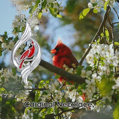 Dove/Hummingbird/Red Cardinal/Dragonfly/Butterfly Necklace 925 Sterling Silver Turquoise/Opal/MoonStone/Crystal/Malachite Bird Necklace Dove Pendant Jewelry for Women Men - color: Red Cardinal