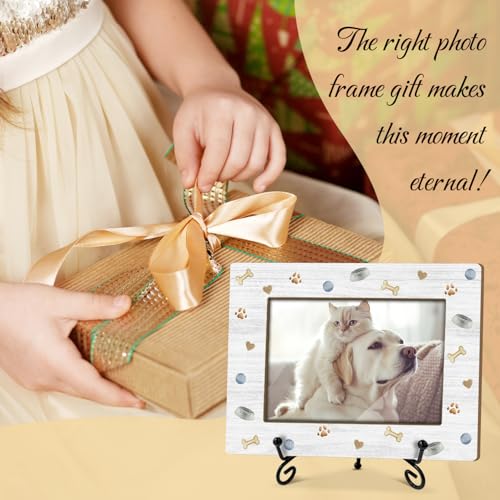 Utaqer Dog Picture Frame, Bones & Paw, Picture Gifts For Women Wife Friend, Wooden Picture Frame For Keepsake Birthday Holiday, 4X6 Photo Frame With Stand -31 - style: Cartoon Bones