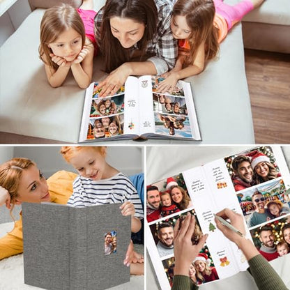 450 Pocket 4x6 Photo Album with Writing Space, Linen Cover, Grey - color: Grey