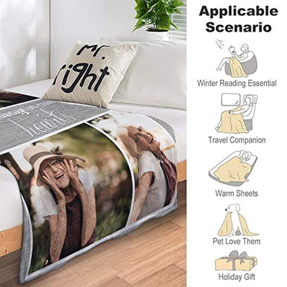 D-Story Personalized Memorial Throw Blanket With Photo - Mom Loss Gift, Always in Our Heart - Sympathy and Bereavement Gift - color: Design1