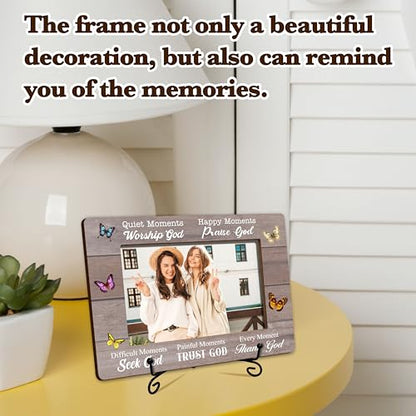 Christian Picture Frame For Women, Inspirational Gifts For Christmas Birthday Thanksgiving, Quite Moments Worship God Bible Verses Butterfly Photo Frame, Religious Gifts For Friends Girls Coworker -50 - size: Quite Moments Worship God