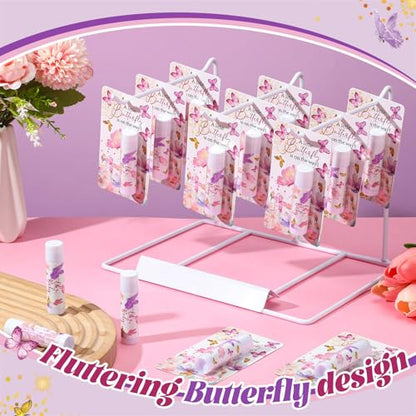 30 Pack Butterfly Baby Shower Games Prizes Party Gifts Bulk Lip Balms Favors for Winners Adults Guests Gender Reveal Favors Decorations Purple Baby Shower Souvenirs Gift Bags Stuffers - style: Butterfly