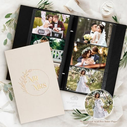 Lanpn Wedding Photo Album 4x6 300 Pockets, Linen Cover Newlywed Marriage Albums Slip in Holds 300 Horizontal Photos (Beige) - color: Windowless-Beige, size: 300 Photos