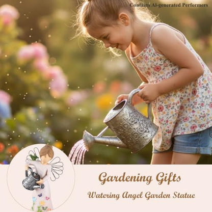 Gardening Gifts for Women - 5.9"Watering Angel Garden Statue | Unique Gifts for Gardeners Woman, Mom, Sisters, Hand-Painted Resin Angel Figurine for Indoor Decor Home Office - style: Watering Can