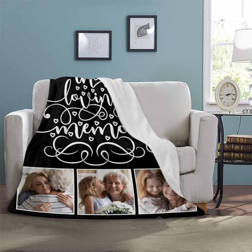 LOSARON Custom Memorial Blanket with Pictures for Loss of Loved Mom Dad Grandma Grandpa in Heaven,Remembrance Gift of Departed Loved Ones - color: 6 Photo Collage-1