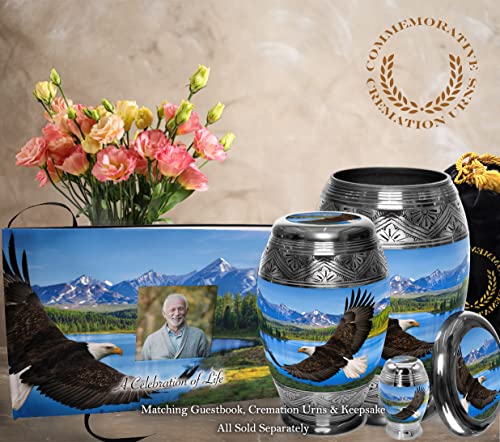 Eagle Keepsake Urns for Human Ashes with Velvet Gift Box for Cremation Keepsakes for Ashes - Small Cremation Urn and Small Keepsake Urn Set of 4 - color: Majestic Bald Eagle