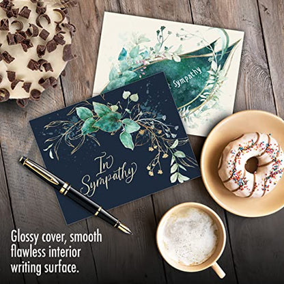 The Best Card Company 20 Assorted Sympathy Notecards Boxed Set 4 x 5.12 Inch with Envelopes (10 Designs, 2 Each) Greenery Grieving AM10322SMG-B2x10 - style: Greenery Grieving