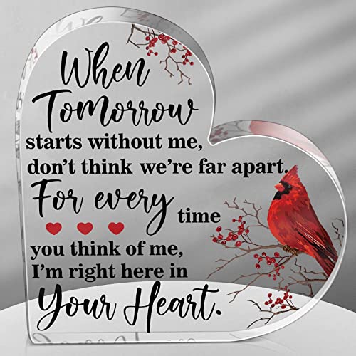 Yulejo Red Cardinal Memorial Gift Acrylic Heart Sympathy,Novelty Style - style: Novelty Style
