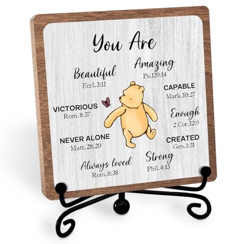 Winnie Inspirational Christian Gifts, Bible Verse Quote for Women Men | Positive Affirmation Faith Plaque, Religious Office Home Nursery Desk Decor, Motivational Saying for Friend Bestie Coworker - style: Amazing